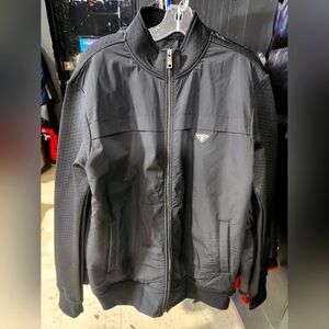 Prada Black Windbreaker with High Collar and Sporty Design